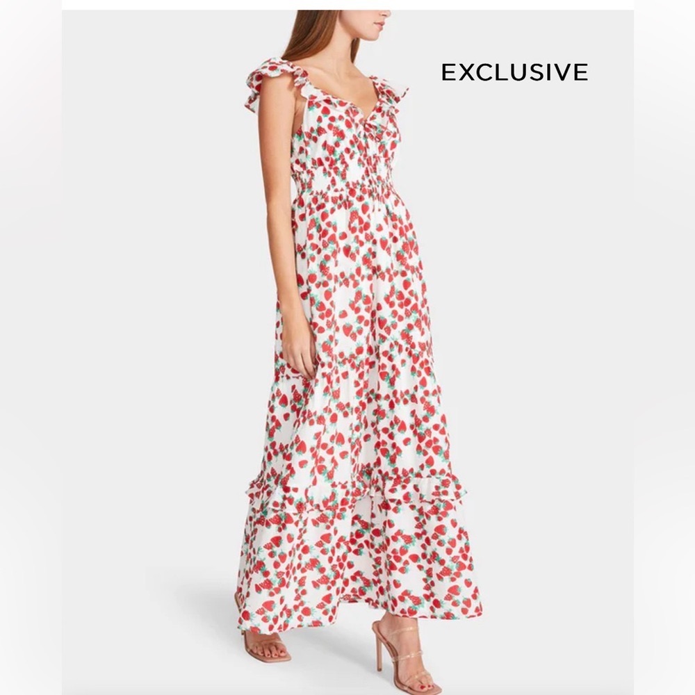 Betsey Johnson || Strawberry Maxi Tiered Sundress Dress M